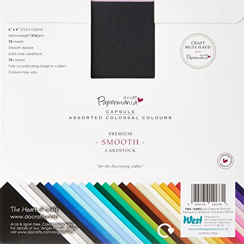 Docrafts Papermania Premium Smooth Solid Cardstock Pack 6"X6" 75/Pkg, Colossal #TOP2