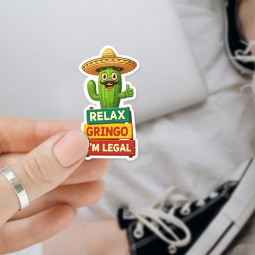 Image of 3Pcs Relax Gringo Im Legal Sticker, Relax Gringo I'm Legal Sticker for Car, Relax Gringo Calcomanias De Mexico Funny Immigrant Calcomanias Mexico Mexican Cactus Stickers for Truck Car Helmet (N4)