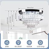 Modern Crystal Chandelier Ceiling Light,4-Tier K9 Crystal & Stainless Steel Flush Mount LED Ceiling Light,20W Energy-Efficient Cool White Light for Bedroom Living Room Hallway Kitchen Lighting 11.8" - Image 2
