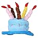 Pet Birthday Party Hat for Small Cats & Dogs, Cake & Candles Design (Blue)
