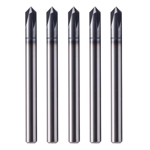 Image of 4 Flute 90 Solid Carbide Chamfer End Mill Set(5Pcs, 1 /8 inch), AlTiN Coated | 90 Chamfer Angle, 1 /8 inch Shank 1-1 /2 inch OAL, Single End, V Groove Router Bit, for Milling Alloy Steel, Carbon Steel, Cast Iron