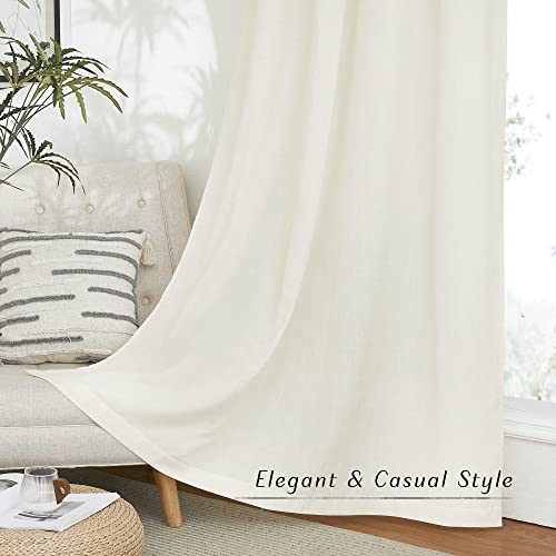 Nicetown Thick Linen Bedroom Curtains 63 Inch Length 2 Panels, Grommet Privacy Added Linen Weave Window Treatments With Light Filtering Drapes For Kids Room, Off White, W42 X L63 #TOP4