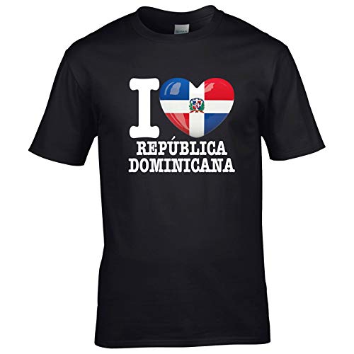 FanShirts4u Herren T-Shirt - I Love DOMINIKANISCHE Republik - WM Trikot Liebe Herz Heart (3XL, I Love REPÚBLICA Dominicana - schwarz)