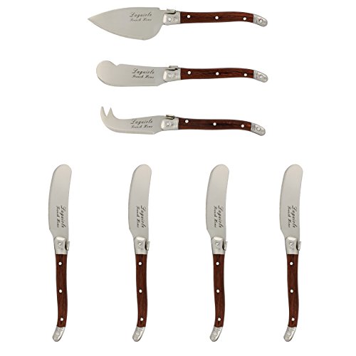 Laguiole 7-Piece Cheese Knife Set (Pakkawood) Stainless Steel Cheese Knives Set, Cheese Spreader & Butter Knife Spreader, Luxurious Cheese Board Utensils & Charcuterie Knife Set For Parties #TOP2