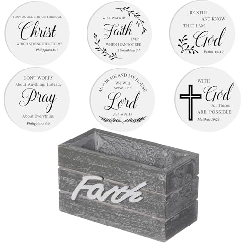 Hushee Christmas Wooden Coasters Set of 6 with Bible, White