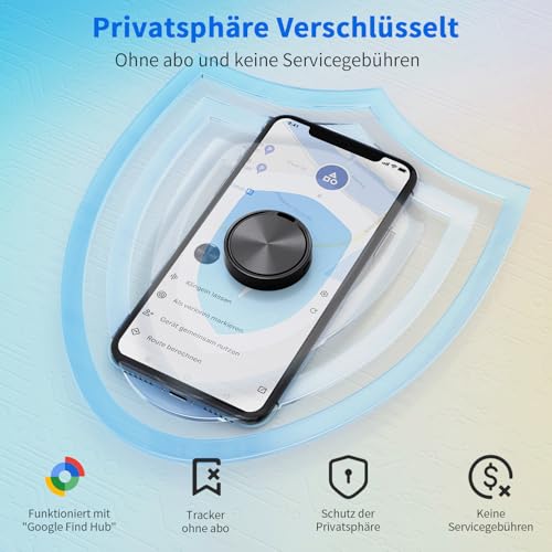 CooAoo Smart Tag Android Tracker, Schlüsselfinder kompatibel mit Google Find Hub Koffer Tracker ohne ABO Bluetooth KeyFinder für Koffer, Schlüssel, Gepäck, Taschen, 4er Pack
