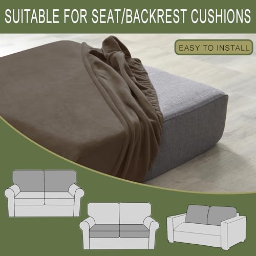 Housse de coussin de canapé velours élastique carré chic café
