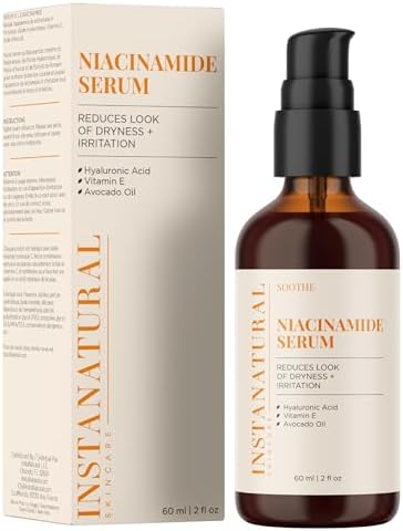 InstaNatural Niacinamide Face Serum, Hydrates, Soothes, Reduces Irritation, Redness, Lines, Wrinkles, and Other Signs of Aging, with Hyaluronic Acid and Vitamin E, 2 Fl Oz