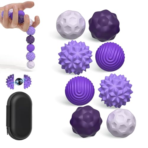 8 st magnetiska stressleksaker – fidget silikonleksaker, perfekt för stress, avkoppling och fokus för barn och vuxna (lila)