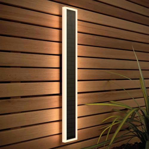 Image of SolarCentre® Halo Rectangle Outdoor USB Solar Wall Light White and Warm White - 50cm
