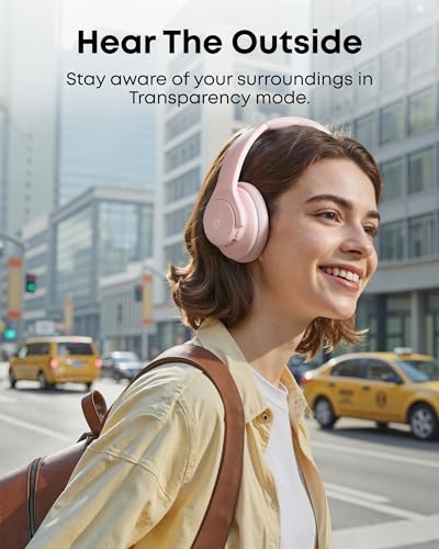 undefined Soundcore by Anker Q20i Hybrid Active Noise Cancelling Headphones, Wireless Over-Ear Bluetooth, 40H Long ANC Playtime, Hi-Res Audio, Big Bass, Customize via an App, Transparency Mode (Pink) の商品画像 5