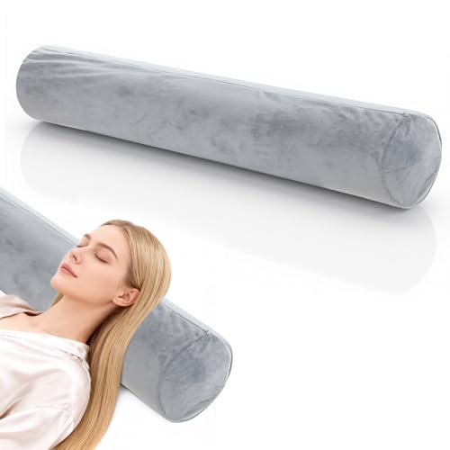 Round Body Pillow Cover, 7.9 x 47Inch-20 x 120cm Round Bolster Roll Body Pillowcase, Full Body Pillowcase with Zipper for Bedroom, Living Room (Only Pillow Covers, No Filler, Gray)