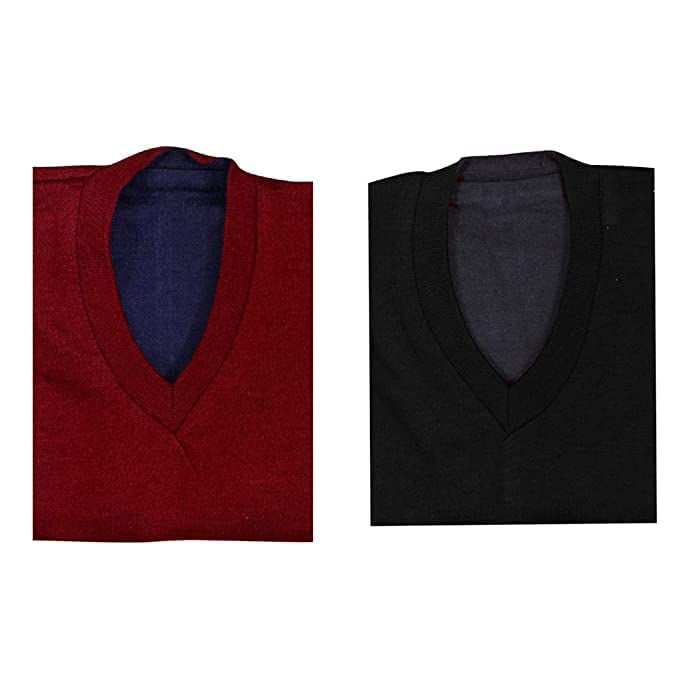 malvina Men's Combo of Maroon-Blue and Black-Grey Sleeveless Sweater-picture-29