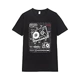 Pampling Camiseta de Manga Corta, 100% Algodón, Ropa Unisex para Hombre y Mujer, Serigrafiada con Cuello Redondo y Corte Recto, Color Negro (Cassette Plan, XXL)