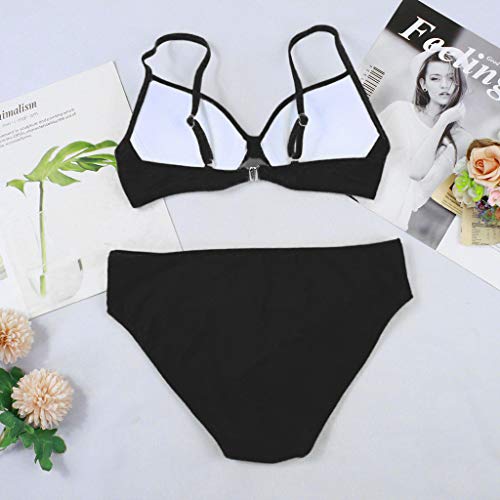 Conjunto de biquíni feminino Weite sexy com duas peças e alças franzidas, maiô acolchoado push-up, V