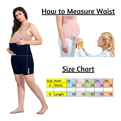 Image of Women's Cotton Maternity Shorts Over The Belly for Pregnant Women for Pre & Post Pregnancy