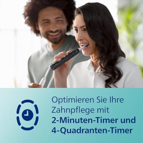 Philips Sonicare 3100 elektrische Zahnbürste, Schallzahnbürste, Andruckkontrolle und Timer, Reiseetui, Schwarz, HX3673/14 – Bild 7