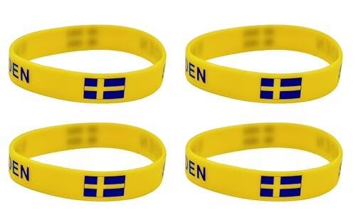 LLBFHH 4 Pcs Sweden Swede Country Flag Rubber Bracelets, National Flag Silicone Bracelet, Rubber Wristbands Patriotic Decorations Gift