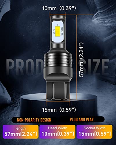 Luyed T20 7440 7443 Led Bulbs For Reverse Lights Xenon White Super Bright 7441 7444 992 Led Bulbs Replacement For Turn Signal Lights,Brake Lights,Tail Lights,Newest Design,Pack Of 2 #TOP4