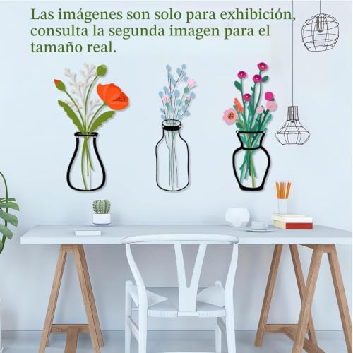 Miniatura 5 de Juego De 3 Flores De Metal Adornos Florales De Colores Para Decoraciones Rústicas De Pared Adornos De Pared En Un Cuarto De Baño O Un Comedor