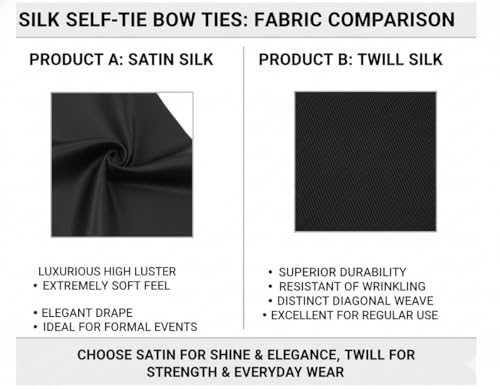 Image of 100% Silk Mens Bowtie Self Tie Bow Tie Bowtie Tuxedo Wedding Solid Color Formal Bow Ties for Man Many Colors