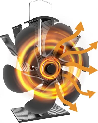 DMTIVMG Ventilatore per Stufa a Legna 6 Pale Ventilatore Camino Stufa Ventilatore per Caminetto Senza Elettricità Silenzioso Consente di Risparmiare Carburante per Stufe a Pellet