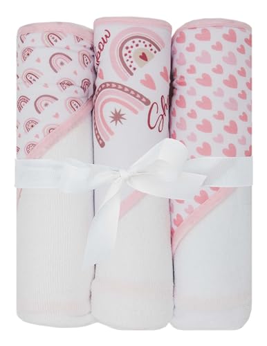 Image of LITTLE CELEBRITY Hooded Baby Towels 3-Pack – Soft Baby Bath Towels with Hood for Newborns & Toddlers, Baby Hooded Towel Set, 30" x 26" (Rainbow)