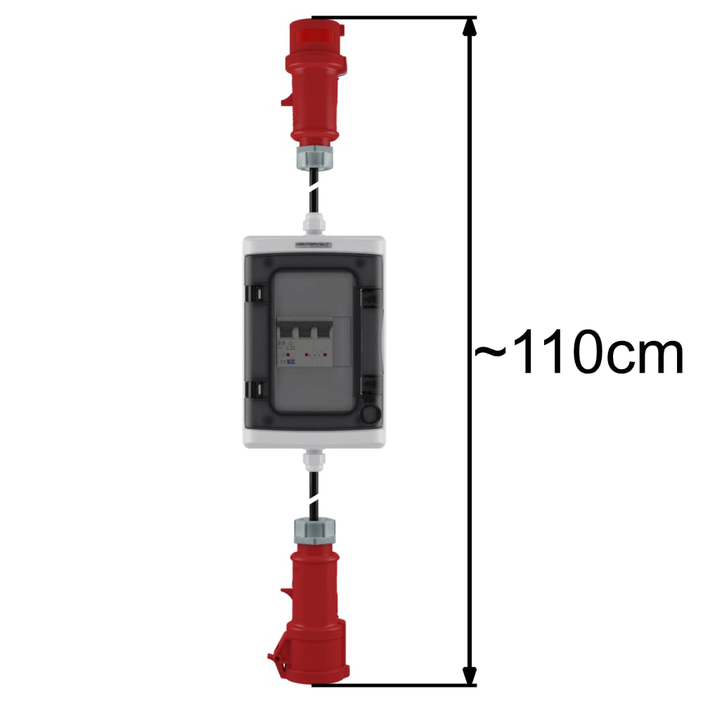 CEE Adapter 32A Stecker auf 32A Kupplung mit Sicherung C32 Doktorvolt 2537