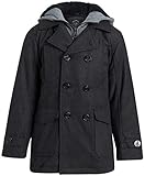 URBAN REPUBLIC Boys Wool Blend Hooded Peacoat with Faux-Fur Lining and Pockets, Size 14/16, Charcoal