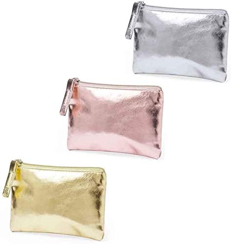 Publiclick® lote 30 monederos metalizados 12x8.5x0.5cm Ideal como Detalles de Bodas, Bautizos, Comuniones, Fiestas de Cumpleaños Originales, mixto o color unico (Mixto 3 color)