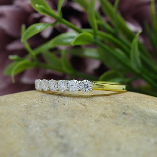 SAVEARTH DIAMONDS Moissanite Wedding Band 18K Gold Plated 925 Sterling Silver Wedding Rings 0.7ct D Color VVS1 Lab Created Diamond Half Eternity Wedding Band Stackable Ring for Women3