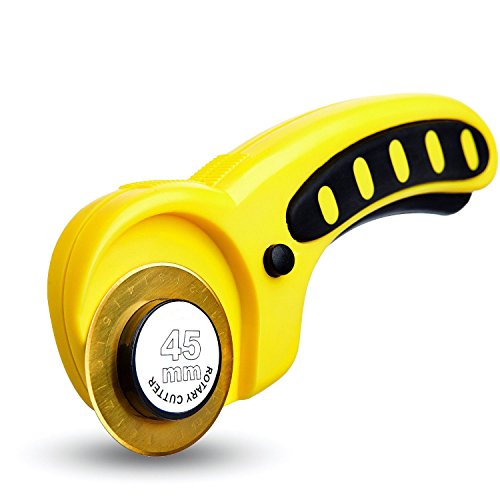 Rotary Cutter, Improved - Titanium Coated Blade - Replaceable 45mm Blades Deluxe Quilters Rotary Cutter - Perfect for Quilting Sewing Scrapbooking, Seamstress, Tailors - 100% Thrilled Guarantee