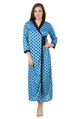 Image of Fasense Women Satin Polka Printed Full Length wrap Gown DP165