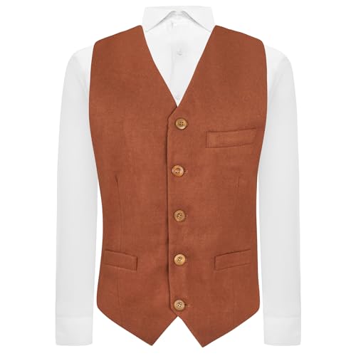 Gilet Donegal en tweed King & Priory marron caramel pour structurer une silhouette masculine
