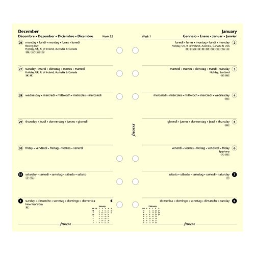 Filofax Week on a Page Refill for 2016 Personal/Compact Size Yearly Calendar, Cream Paper (C68439-16)