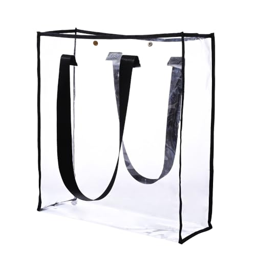 Image of Augbunny Fashion Botton Close Clear PVC X-Large Beach Tote Shoulder Handbag Travel Bag Shopping Tote