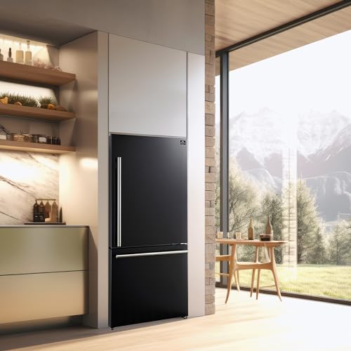 Forno C-FFFFD1785-31BLK 31 Inch Milano Espresso Black Fridge With Bottom Freezer - 17.2 Cu. Ft Counter Depth Refrigerator thumb #1