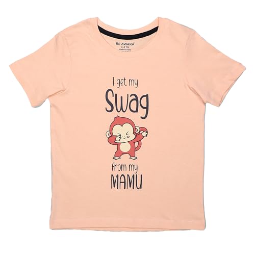Image of Be Awara Round Neck Half Sleeves 100% Cotton Printed T-Shirt Kids, Comfortable Tshirts for Kids with Cool Prints, Everyday Casual Wear for Boys & Girls, Unisex