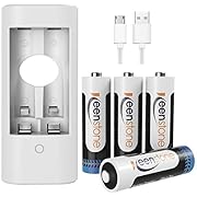 AA Batteries Rechargeables, Keenstone 4PCS AA LR6 Piles Li-ion 1.5V 2775mWh 1000 Cycles avec Chargeur 2 Slots pour Caméras, Nest Protect, Lampe de poche, Jouets, Télécommande, Alarmes etc.
