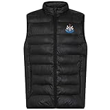 Newcastle United FC - Chaleco Acolchado Oficial - para Hombre - Negro - Cremallera - L