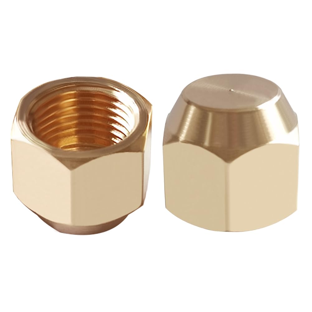 Joywayus Brass 5/8" Female Flare Cap SAE 45 Degree Tube Fitting Outer Hex Thread Socket Plug Gas Fittings (Pack of 2)