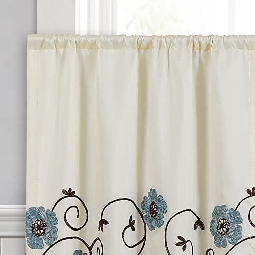 Lush Decor Royal Garden Kitchen Tier Window Curtain Panel Set, 29" Long X 36" Wide, Blue #TOP1