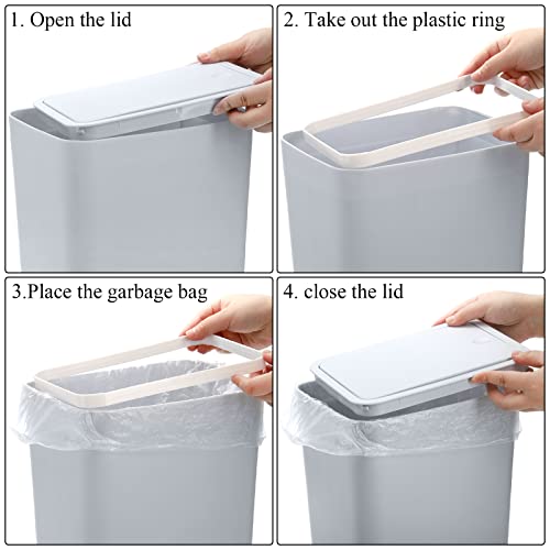 Caneca de basura rectangular 15L pack 2 plástico blanco y azul miniatura 3