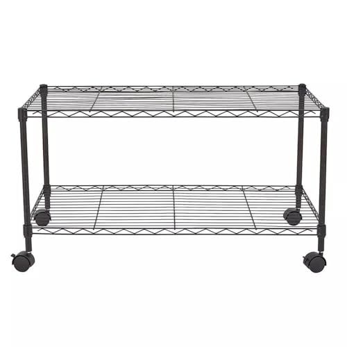 Image of STORACK 2 Shelf Heavy Duty Height Adjustable Foldable Multipurpose Home Storage Organizer Wire Shelving Rack Shelves Size 24x14x16.3 inch, Black Powder Coating