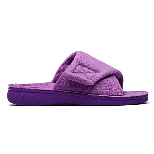 Image of SOLLBEAM Fuzzy House Slippers With Arch Support Orthotic Heel Cup Sandals For Women