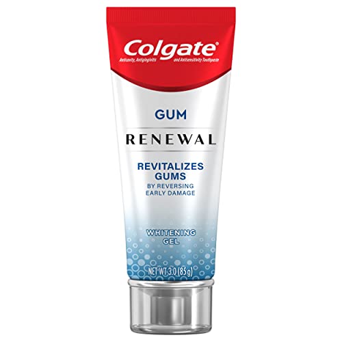 Colgate Renewal Gum Protection Whitening Toothpaste Gel, Mint Gel Toothpaste for Gingivitis and Teeth Whitening Restoration, Sugar Free, Enamel Safe, Gluten Free, Vegan, 3 Oz Tube