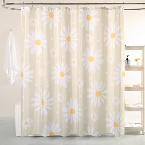 QJHOMO Beige Floral Shower Curtain Set Cover