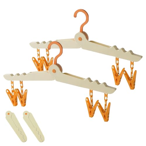 Meltryllis 折りたたみハンガー 2セット 旅行用 ハンガー おしゃれ 携帯ハンガー クリップハンガー クリップハンガー 折り畳み式 360°回転可能 携帯用 洗濯 物干し 便利 頑丈 軽量 多機能 省スペース 旅行/出張/キャンプ 便利グッズ 人