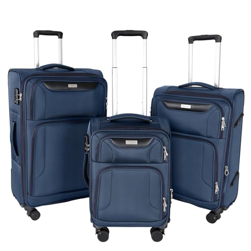 WireHot 3-Piece Expandable Luggage Set with TSA Lock (Blue)
