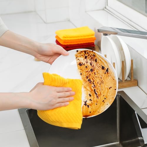 Image of 100% Cotton Kitchen Dish Towels Set, 16 inch x 25 inch Super Absorbent and Soft Kitchen Towels, Pack of 8 Dish Cloths for Drying Dishes (400 GSM)